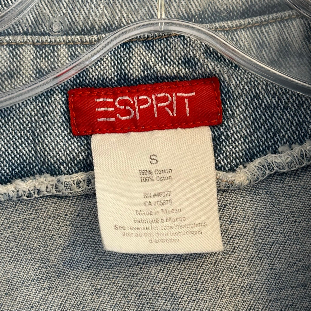 Vintage 90s Esprit Denim Jacket Small Light Wash Jean Jacket Cotton Classic Fit - Picture 3 of 11